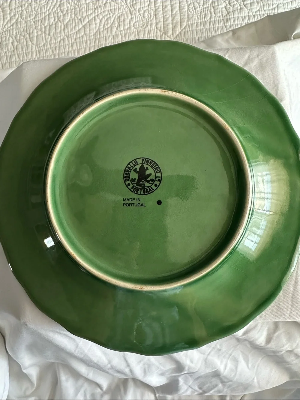 Bordallo Pinheiro Rabbit Plate Portugal | Green Majolica Bunny & Carrots 9.25”